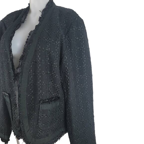 Chico's Black Dressy Wool Blend Openj Business Work Vacation Cruise Jacket 3/L - Picture 3 of 5